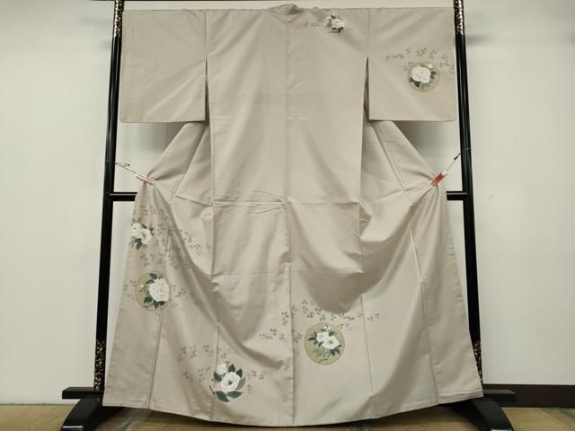 平和屋着物●訪問着　本場染大島紬　手描き　花丸文　正絹　逸品　CABG5264ut