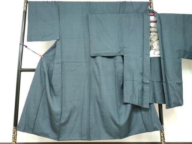 平和屋着物●男性　紬　アンサンブル　長羽織　120亀甲　総詰め　正絹　逸品　DABD9873ud