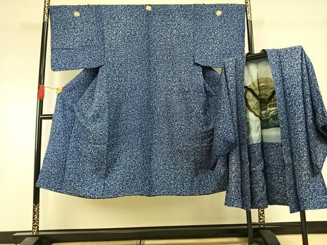 平和屋着物●男性　色紋付　羽織セット　霞文　正絹　逸品　AABI1529fy
