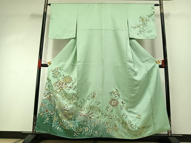 平和屋着物●訪問着　花鳥文　暈し染め　金彩　正絹　逸品　未使用　AABI1530fy
