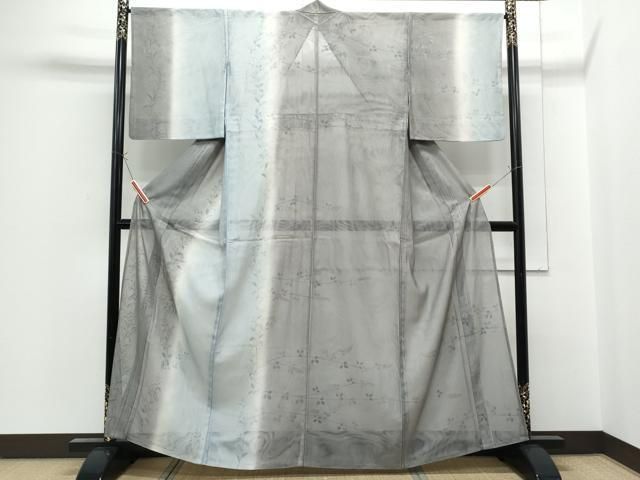 平和屋着物▽訪問着　単衣　紗袷　紗×紗　草花文　暈し染め　金彩　正絹　逸品　CABG2431th