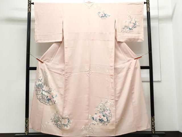 平和屋着物▽訪問着 単衣 花籠文 正絹 逸品 CABG2435th