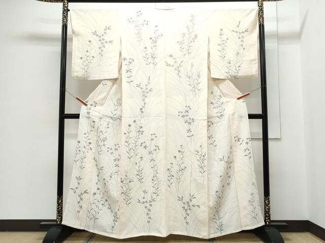 平和屋着物▽訪問着　単衣　草花文　正絹　逸品　CABG2447th