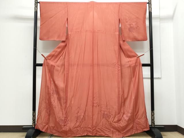 平和屋着物▽訪問着　単衣　紗袷　紗×絽　糸巻き花文　正絹　逸品　CABG2453th