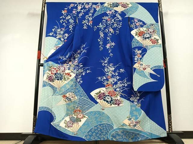 平和屋着物●豪華振袖　扇面花文　正絹　逸品　AABI1560fy
