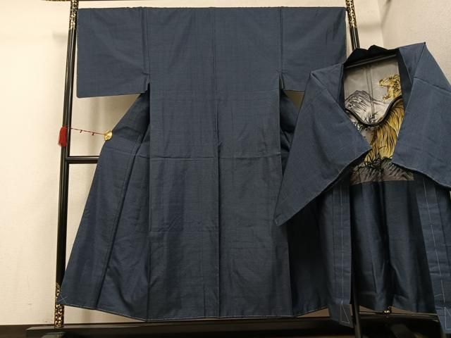 平和屋着物●男性　本場大島紬　アンサンブル　亀甲絣　正絹　逸品　未使用　AABI4845ph