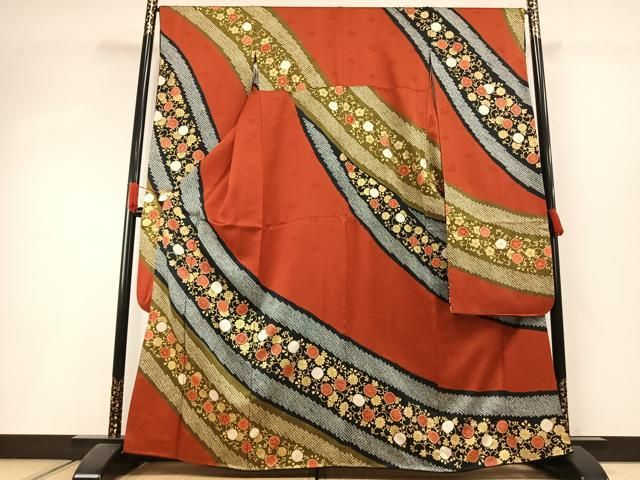 平和屋着物●豪華振袖　絞り　花唐草文　金彩　正絹　逸品　AABI1616fy