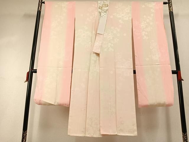 平和屋着物●振袖用長襦袢　袷　草花地紋　暈し染め　半衿刺繍　正絹　逸品　AABI1617fy 15,600円