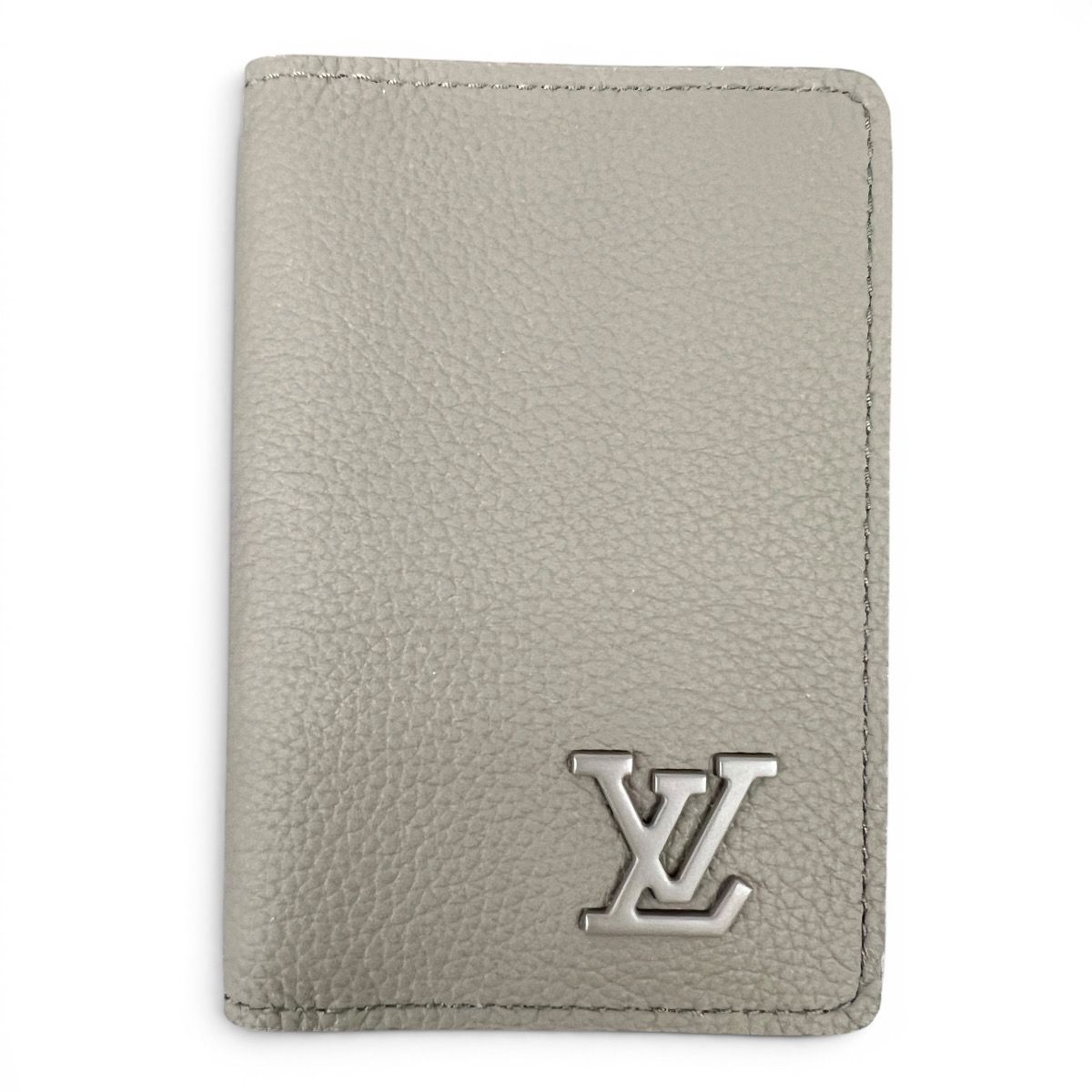 LOUIS VUITTON 展示品級 ルイヴィトン オーガナイザー ドゥポッシュ アエログラム カードケース M82277 レザー RFID確認済 グレー パスケース スタンプ付 LV ヴィトン 美品 SAランク 中古 鑑定済 ヴィトン財布