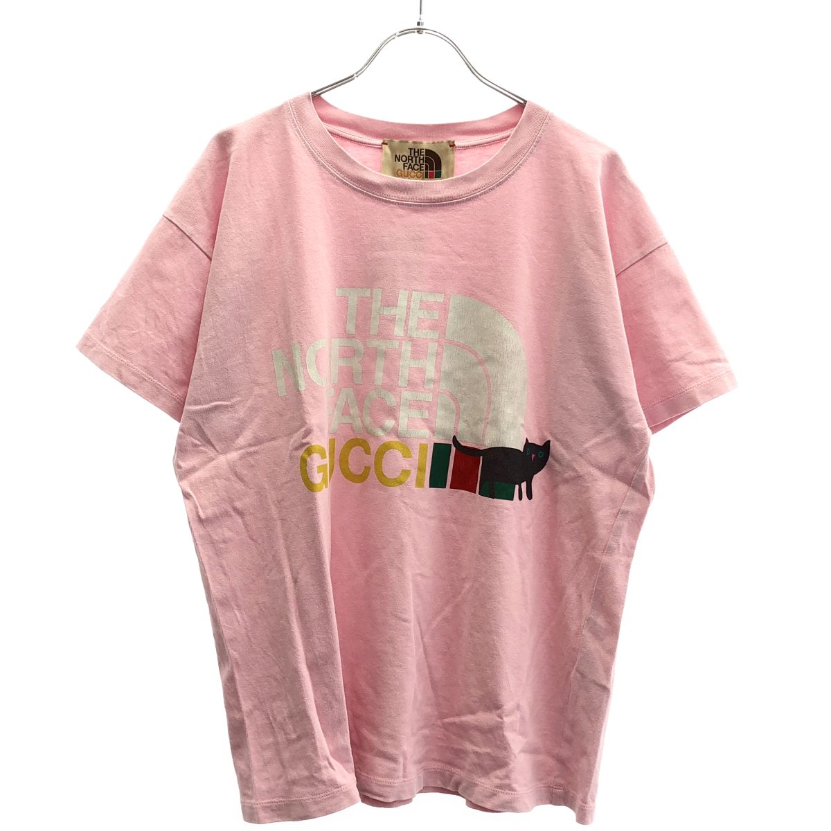 THE NORTH FACE x GUCCI Tシャツ ピンク GUCCI×THE NORTH FACE グッチ ノースフェイス ロゴキャットプリントT