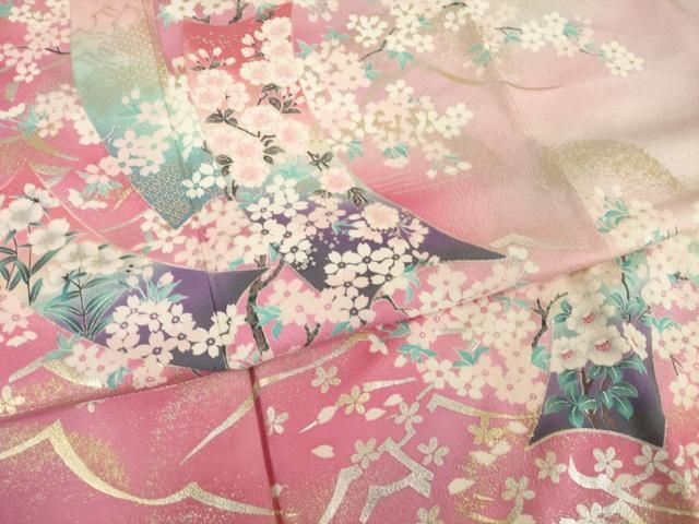 平和屋着物○大正の浮世絵師 竹久夢二 夢二ロマン 振袖 短冊花文 暈し