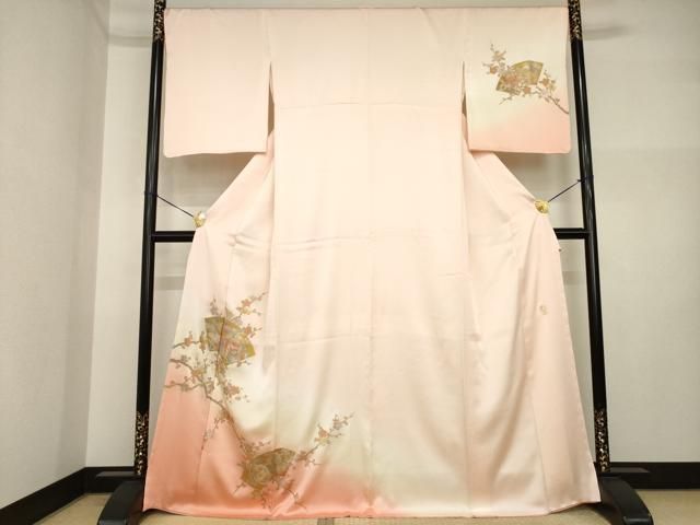 平和屋着物●金彩友禅　卓越技能者・名工・和田光正　訪問着　地紙御所車花文　暈し染め　正絹　逸品　AABI4544ck