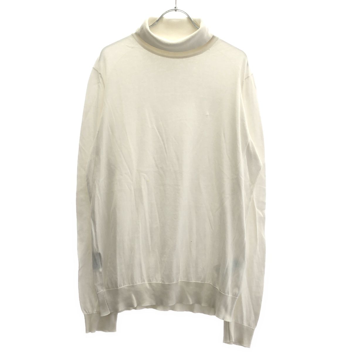 JOHN SMEDLEY ジョンスメドレー タートルネックコットンニットセーター ホワイト L