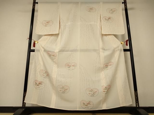 平和屋着物＊夏物　訪問着　絽　草花文　正絹　逸品　AABI4737jd