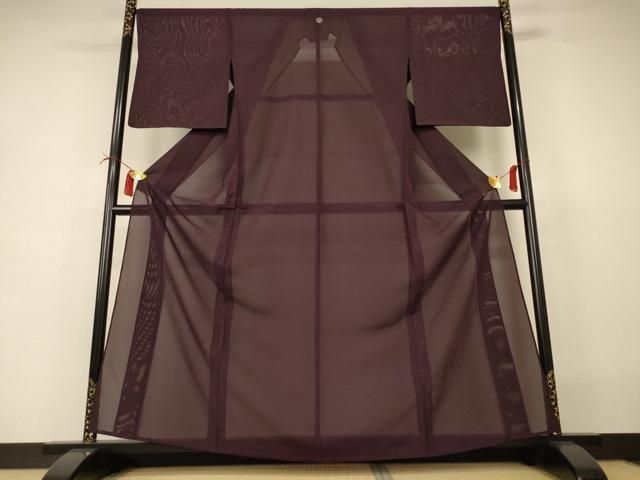 平和屋着物＊夏物　色無地　絽　黒鳶色　正絹　逸品　AABI4740jd