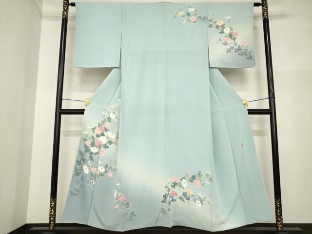 平和屋着物●十日町友禅　女流作家　遠田藤舟 　訪問着　草花文　暈し染め　正絹　逸品　AABI4556ck