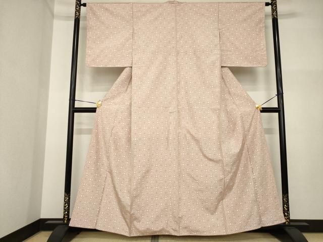 平和屋着物●上質な紬　絞り　菱繋ぎ　正絹　逸品　AABI4559ck