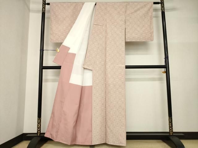 平和屋着物●上質な紬　絞り　菱繋ぎ　正絹　逸品　AABI4559ck