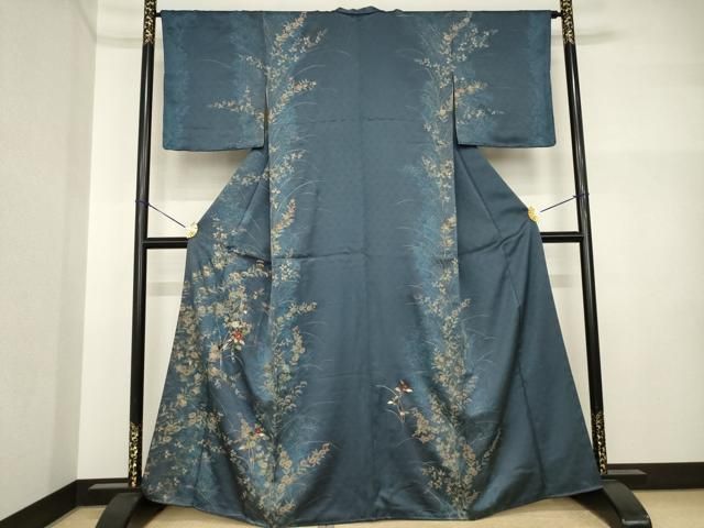 平和屋着物●訪問着 刺繍 短冊花文 金彩 正絹 逸品 AABI4560ck