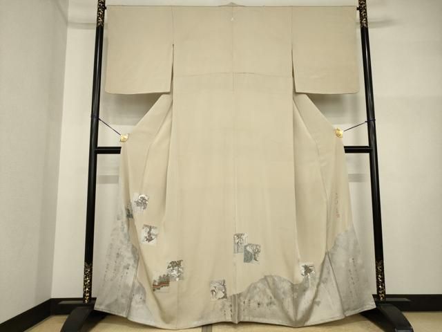 平和屋着物●松尾光琳　色留袖　色紙重ね文　銀彩　正絹　逸品　AABI5087ck