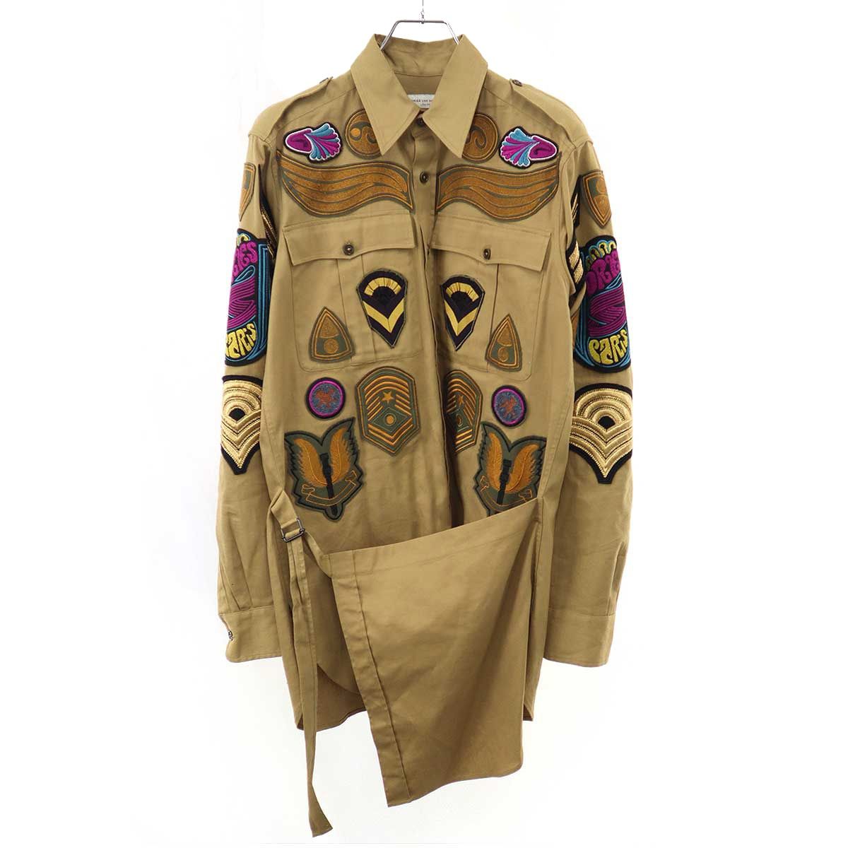 DRIES VAN NOTEN ドリスヴァンノッテン 16AW ワッペンデザイン ロングミリタリーシャツ ベージュ 44