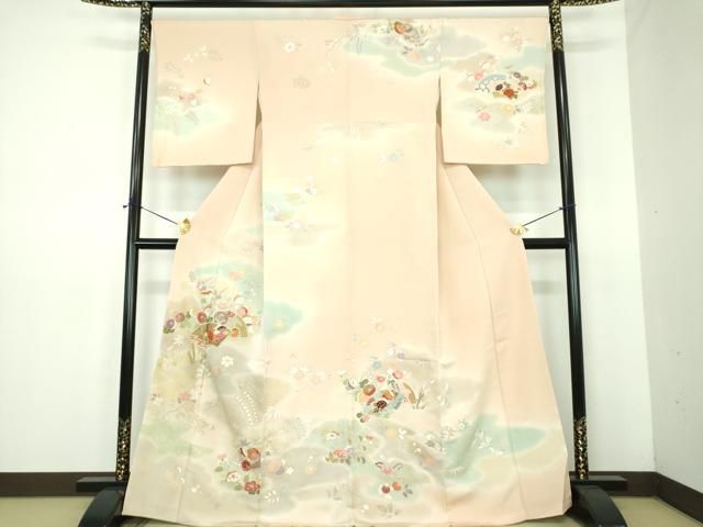 平和屋着物●創業460年・千總　訪問着　駒刺繍　地紙花文　暈し染め　金彩　東急百貨店扱い　正絹　逸品　DABE5824ps 54,600円