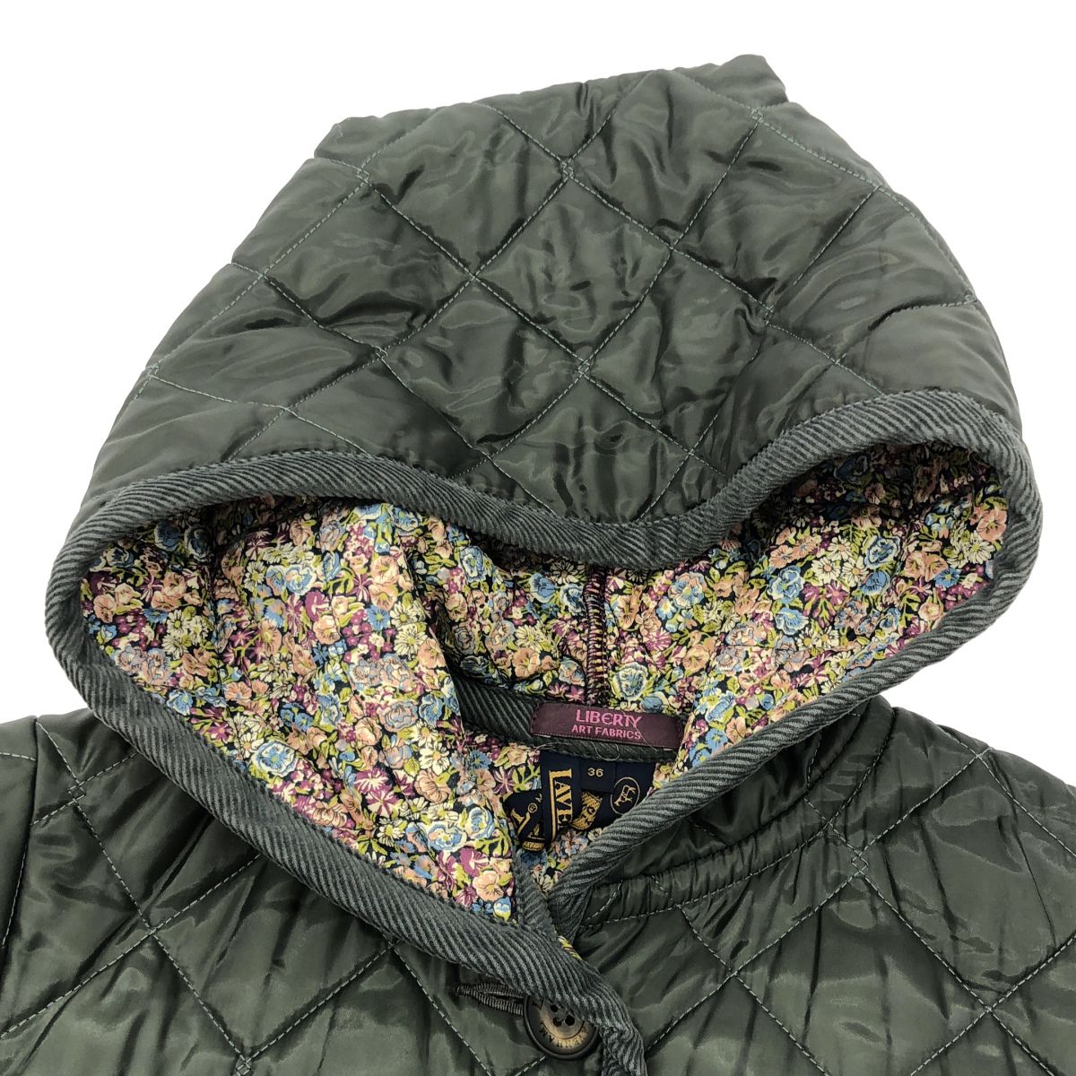 LIBERTY×LAVENHAM リバティ×ラベンハム キルティングフーデッドコート