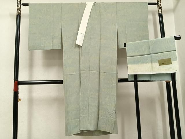 平和屋着物●長襦袢　無双仕立て　宇治茶の葉染　霞文　反端付き　正絹　逸品　AABI6286ph