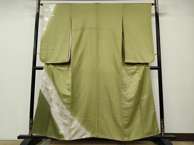 平和屋着物●金彩友禅作家 金彩の魔術師 堀省平 金煌織 訪問着 舞桜文 金銀彩 正絹 逸品 CABG5395ut