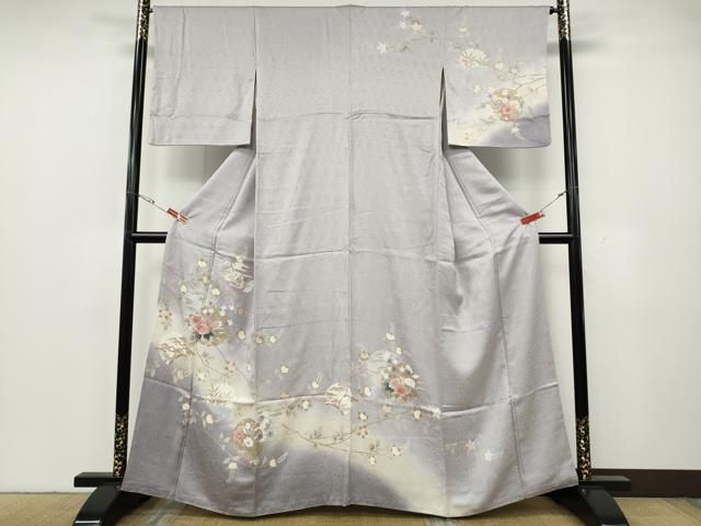 平和屋着物●訪問着　雪輪枝花文　暈し染め　金彩　正絹　逸品　CABG5403ut
