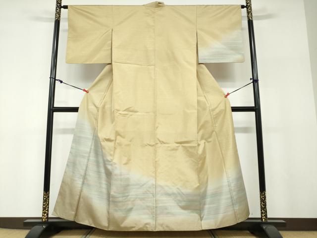 平和屋着物●訪問着　紬地　霞文　金通し地　正絹　逸品　DABF1198ud