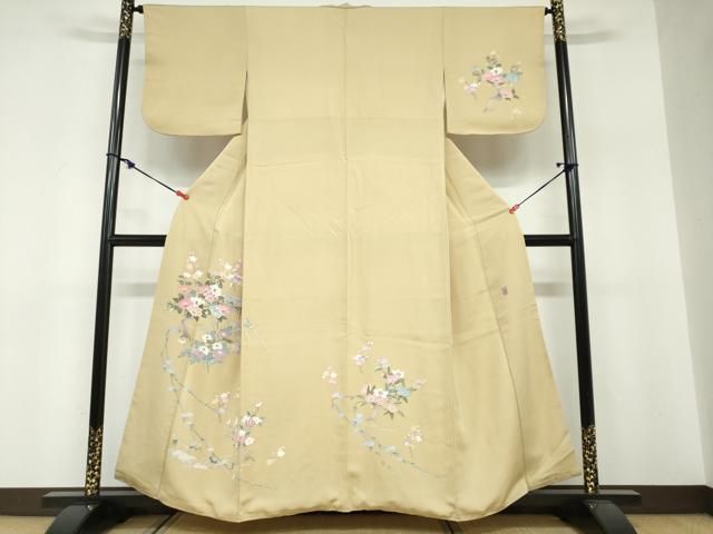 平和屋着物●本加賀友禅作家 岡本幸治 訪問着 草花文 高島屋扱い 正絹 逸品 DABF1405ud