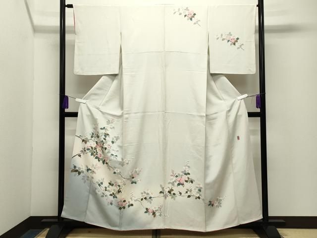 平和屋着物●訪問着　友禅　作家物　枝花文　暈し染め　正絹　逸品　CABG4460gh
