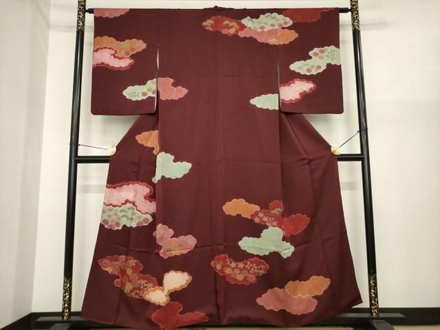 平和屋着物●訪問着　絞り　雲重ね文　金彩　正絹　逸品　AABI9698ck