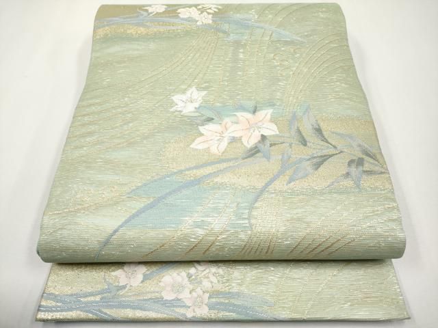 平和屋着物＊夏物　六通柄袋帯　枝花文　金糸　正絹　逸品　未使用　CABG3586tx