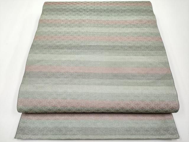 平和屋着物＊夏物　六通柄袋帯　横段七宝文　金糸　正絹　逸品　CABG3594tx