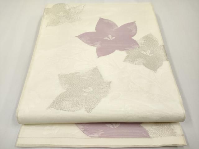 平和屋着物＊夏物　六通柄袋帯　草花文　正絹　逸品　CABG3597tx