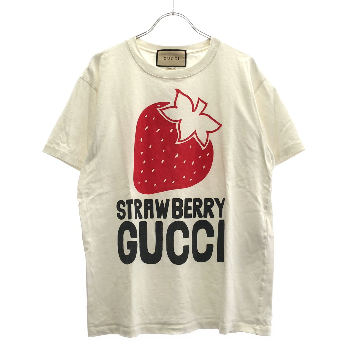 GUCCI グッチ STRAWBERRY GUCCI プリントTシャツ 615044 XJDZU ホワイト XXS