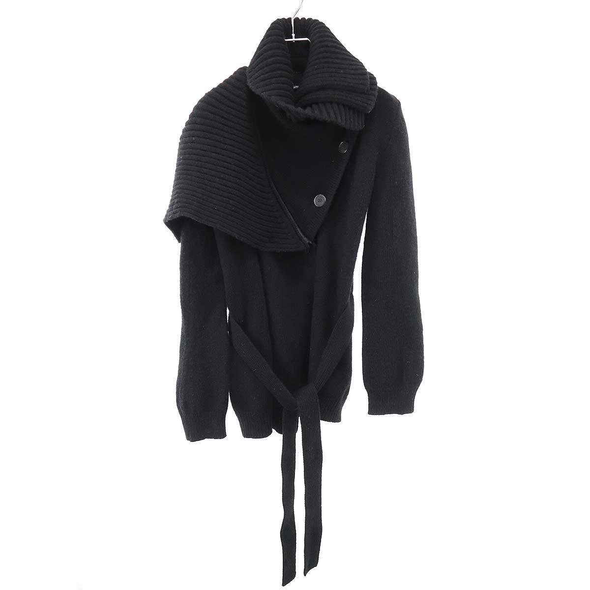 ANN DEMEULEMEESTER アンドゥムルメステール ウールダブルカラーニットジャケット ブラック 36