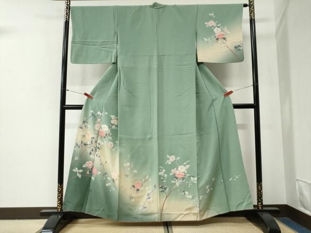 平和屋着物●訪問着　友禅　枝花文　暈し染め　正絹　逸品　CABG0785yc
