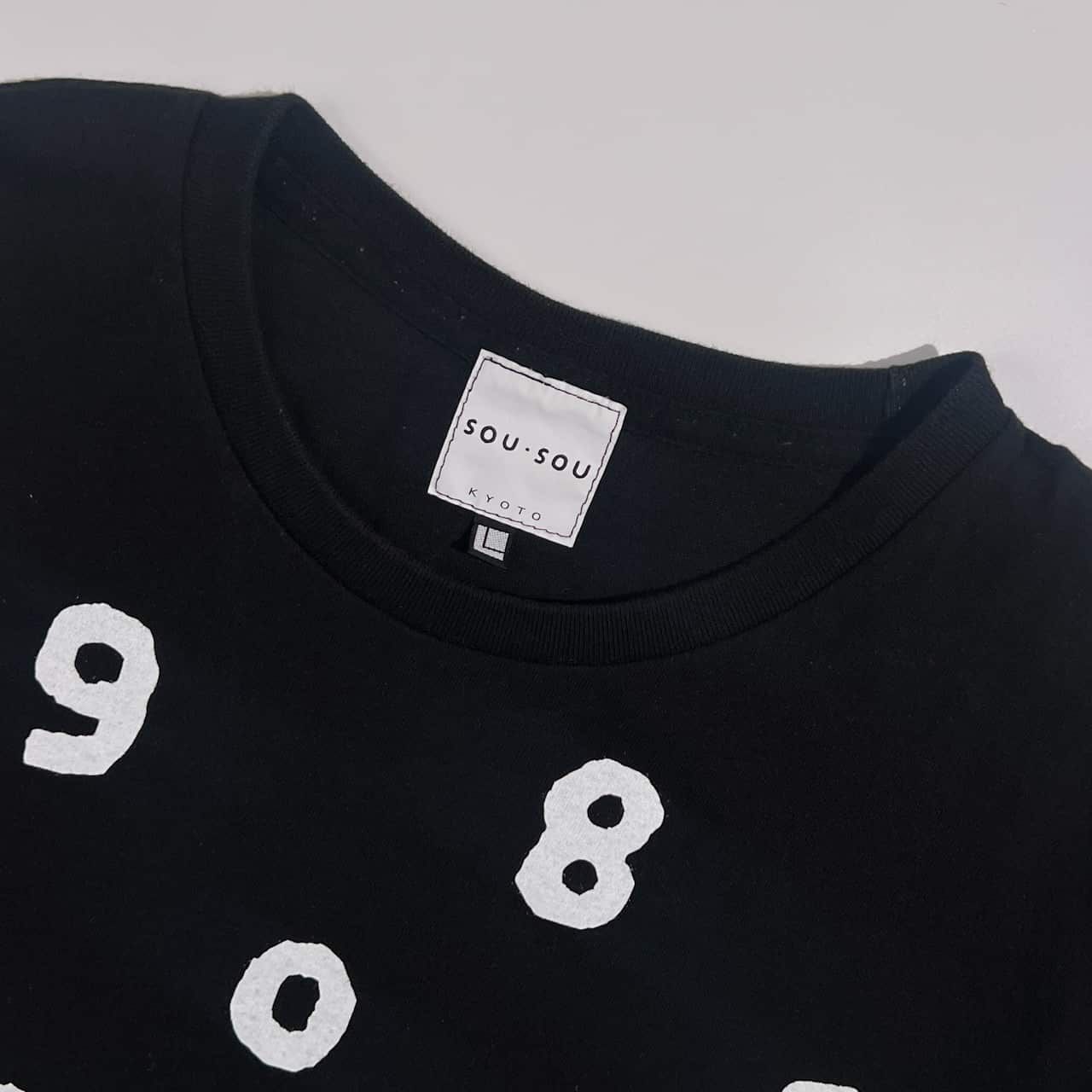 SOU SOU ソウソウ 数字柄 総柄 半袖 Tシャツ L/ブラック系 メンズ 和 