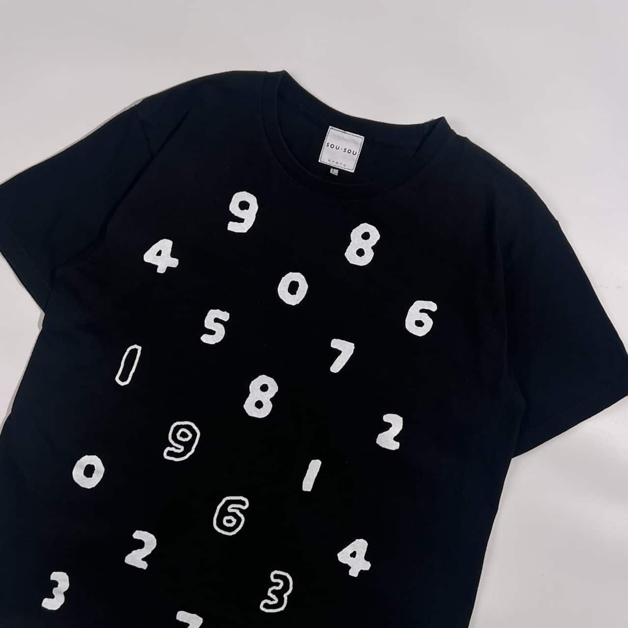 SOU SOU ソウソウ 数字柄 総柄 半袖 Tシャツ L/ブラック系 メンズ 和 