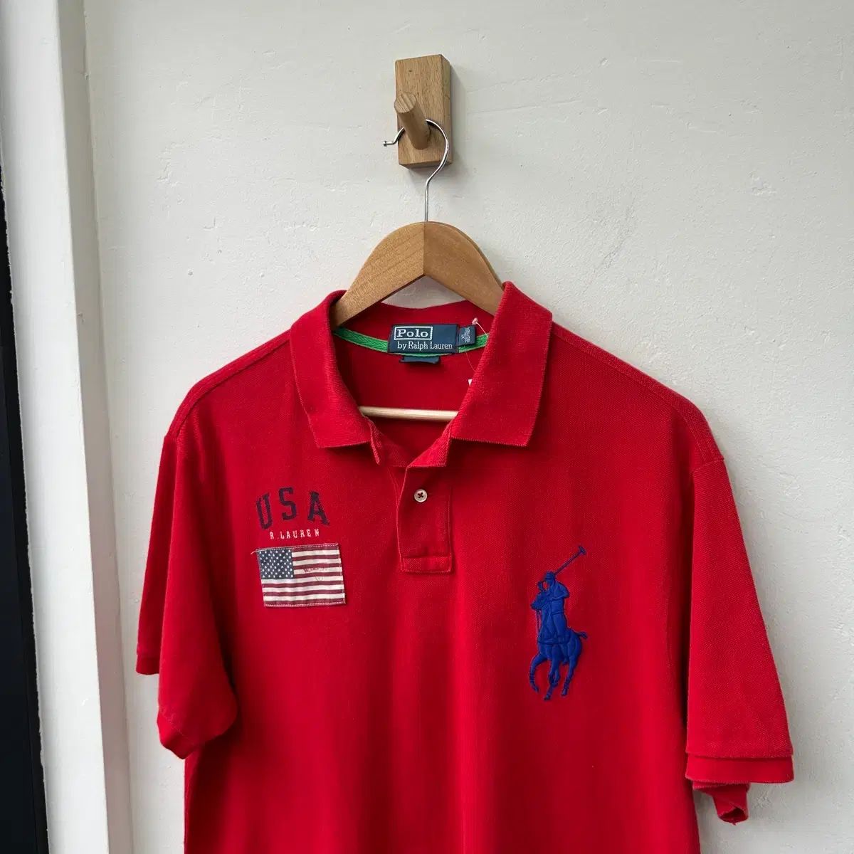 ポロ 星条旗 USA 星条旗 BIGポニー 半袖 カラーTシャツ
