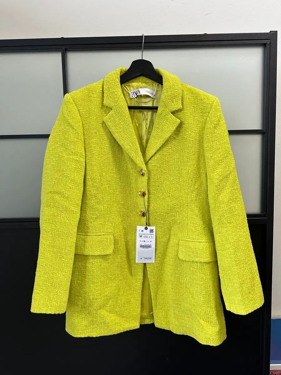新品/ ZARA ザラ ツイード 斜めボーダー ジャケット 肩パッド