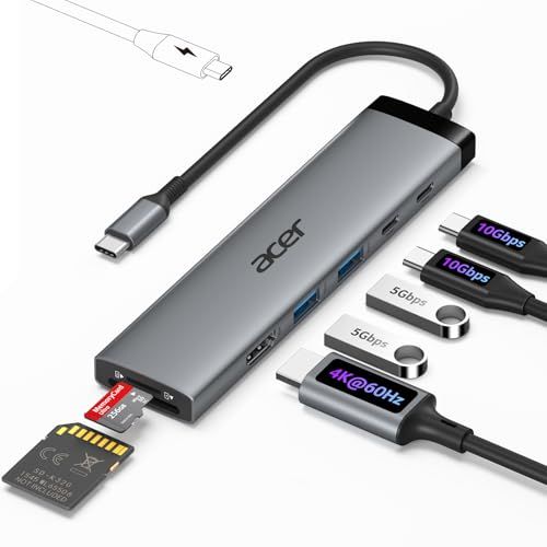 Acer USB C ハブ【8-in-1 / 10Gbps】USB ハブ Type-C タイプC 変換アダプタ USB-C 3.2 Gen2 ×2 (10Gbps高速転送) HDMI 4K@60Hz SD&マイクロSDカードリーダー USB- 5170e383 4,921円
