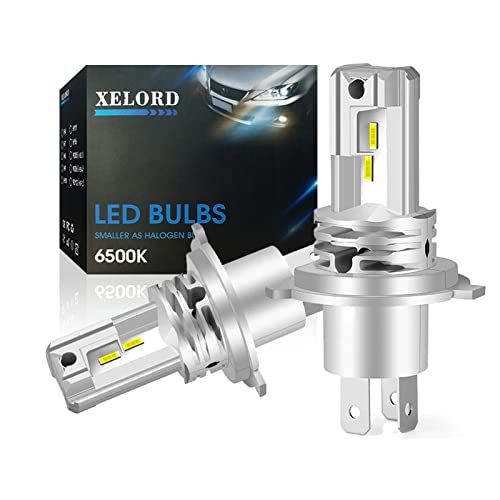 XELORD 車/バイクヘッドライト LED H4 hi/lo 切替 CREEチップ搭載 6500K ホワイト 一体型 H4 LEDバルブ 車検対応 DC9-32V ファンレス 2個セット(沖縄・離島の方不可) e3032dda
