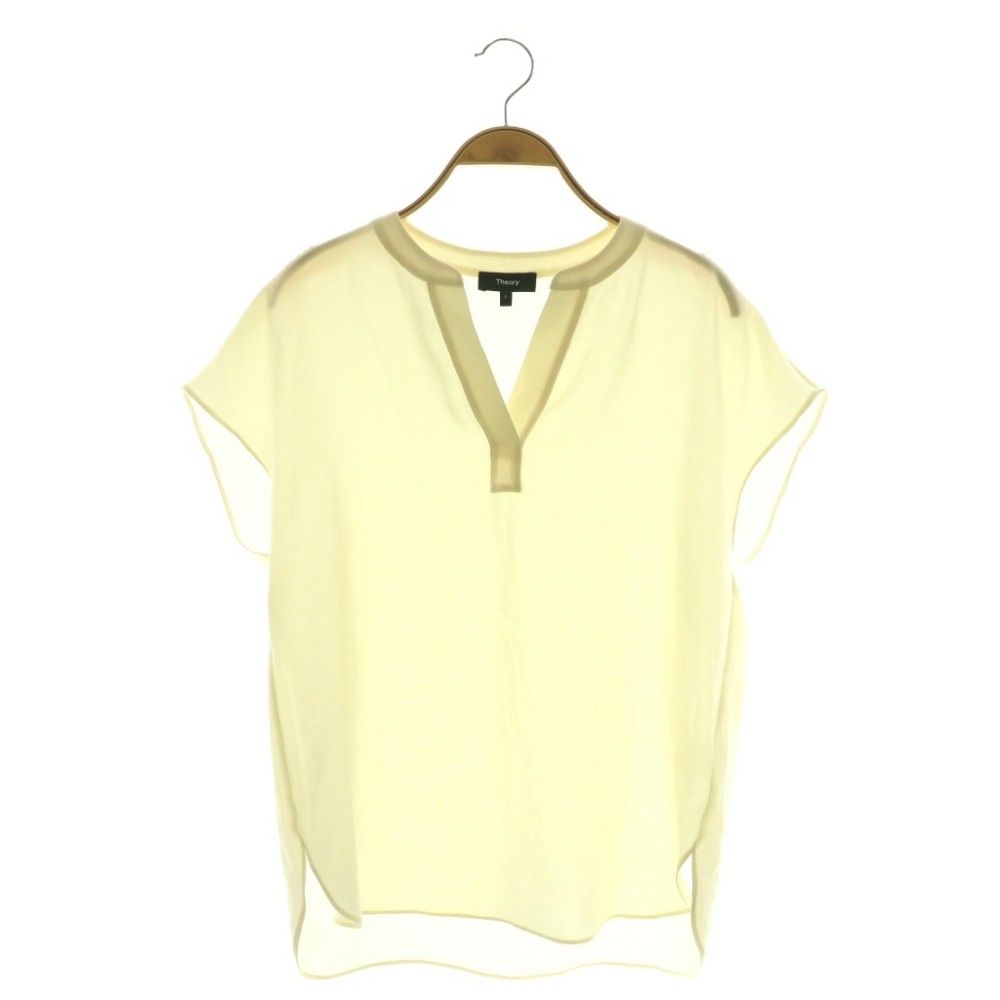 セオリー Theory 25SS SATIN CREPE EASY POPOVER ブラウス シャツ スキッパー S クリーム色 /CX ■OS