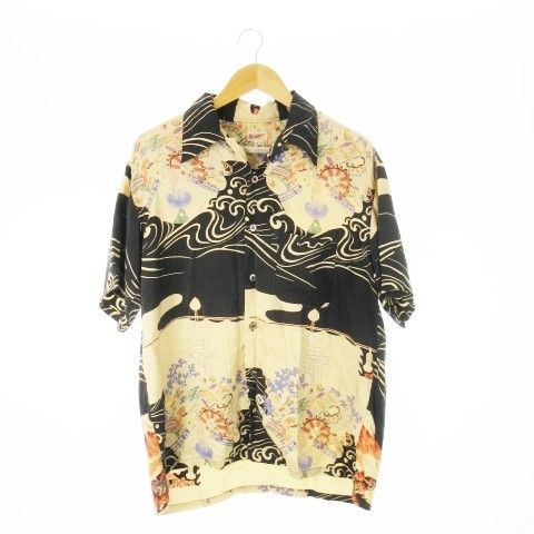 サンサーフ 東洋 SUN SURF アロハシャツ シルク 絹 半袖 和柄 青海波 宝船 寿 七宝 赤富士 半袖 L 黒 ブラック /CK1 ■GY18 7,920円