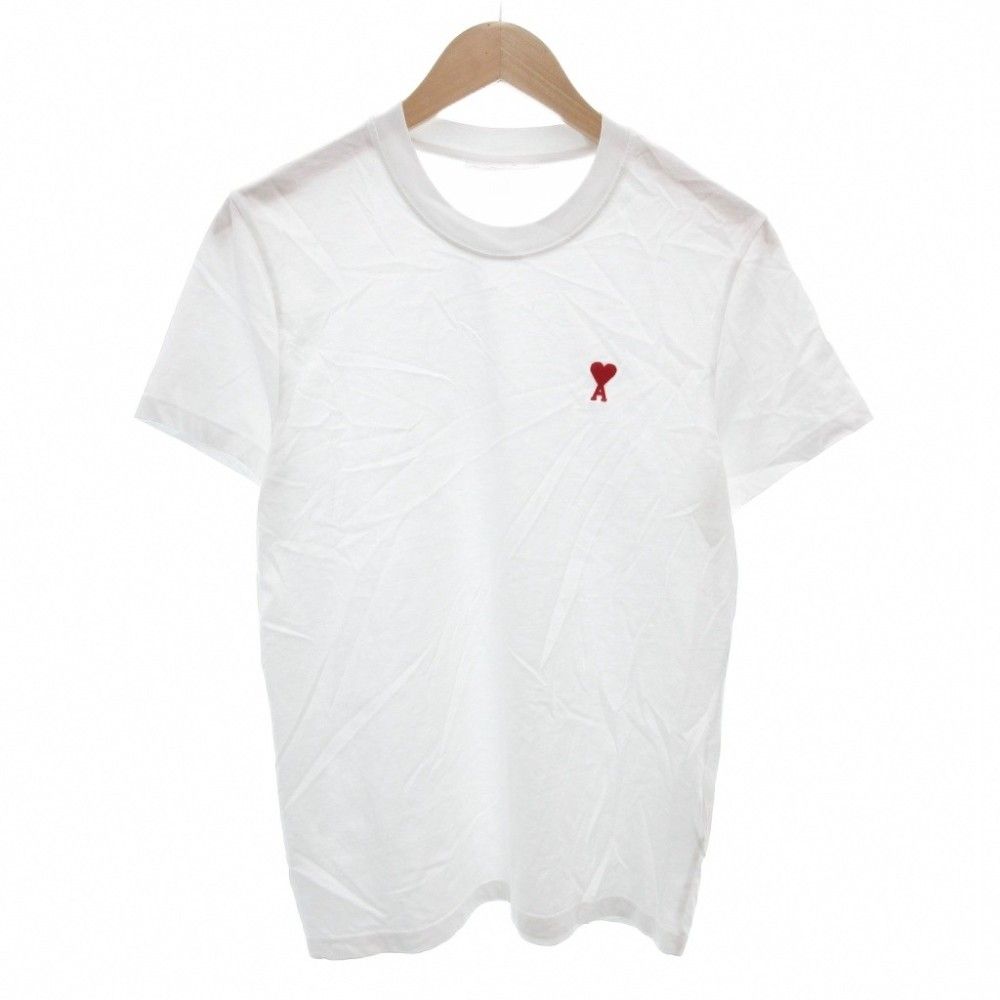 アミパリス AMI PARIS Tシャツ カットソー ロゴ 刺繍 半袖 クルーネック 白 ホワイト /AE ■GY19