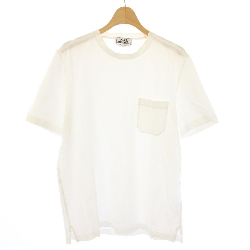 エルメス HERMES Tシャツ カットソー クルーネック 半袖 ポケット M 白 /TK